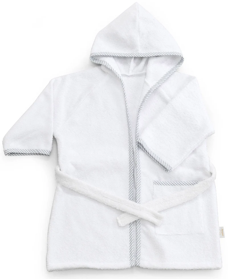 Accappatoio per Neonati 6-18 Mesi 50x30x2 cm in Spugna di Cotone Bianco
