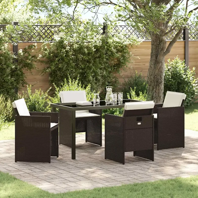 Set da Pranzo per Giardino 5 pz Marrone polyrattan 3379953