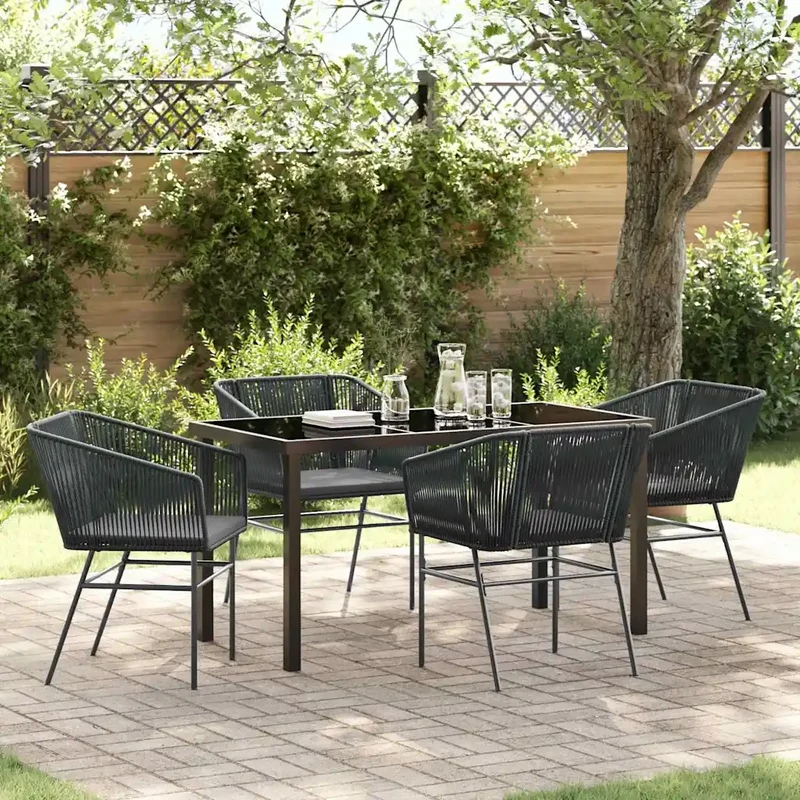 Set da Pranzo per Giardino 5 pz Nero 3380920