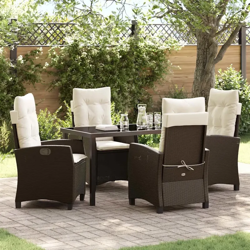 Set da Pranzo per Giardino 5 pz Marrone polyrattan 3380381
