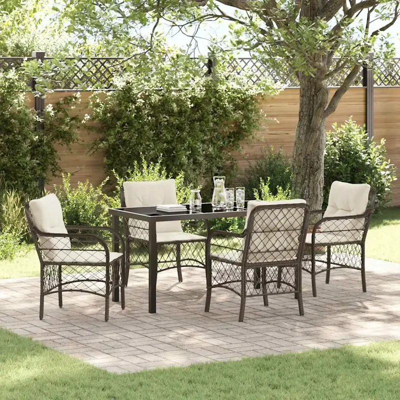 Set da Pranzo per Giardino 5 pz Marrone polyrattan 3380213