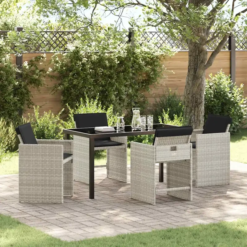 Set da Pranzo per Giardino 5 pz Grigio chiaro polyrattan 3379993