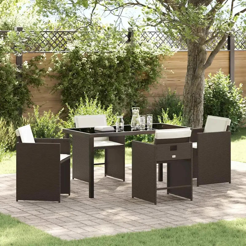 Set da Pranzo per Giardino 5 pz Marrone polyrattan 3379985