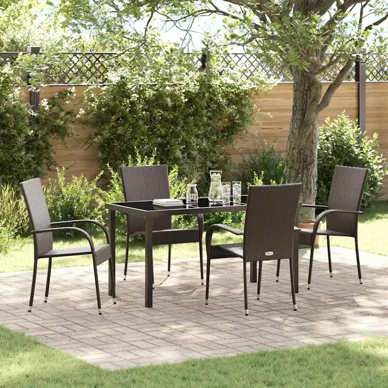 Set da Pranzo per Giardino 5 pz Marrone 3379396