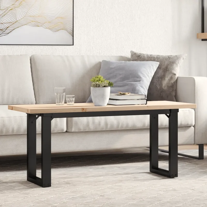 Tavolino Salotto Telaio a O 110x40x45,5 cm Legno Pino e Acciaio 3282733