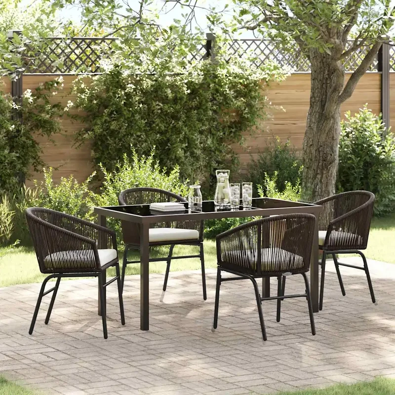 Set da Pranzo per Giardino 5 pz Marrone 3379354