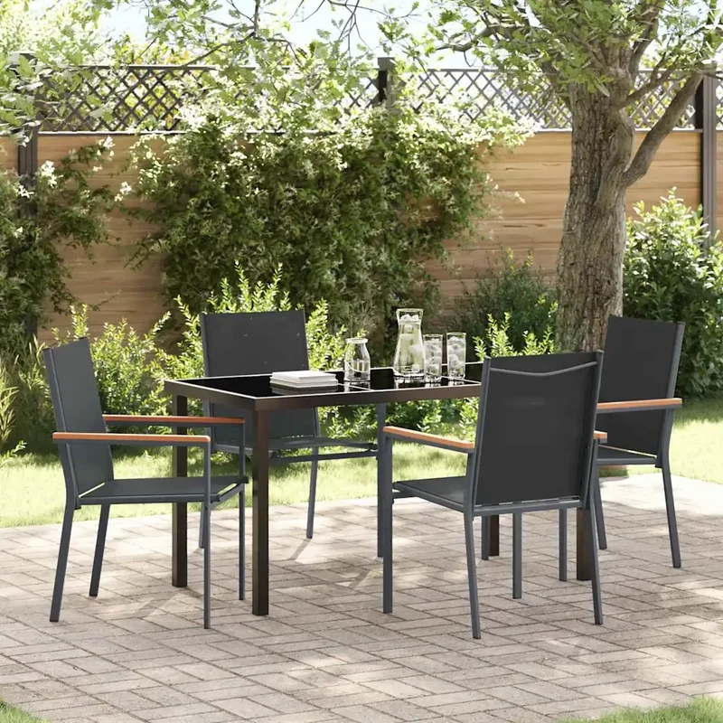 Set da Pranzo per Giardino 5 pz Nero 3379088