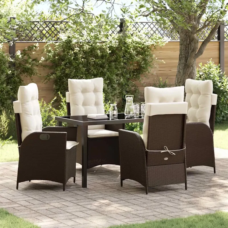 Set da Pranzo per Giardino 5 pz Marrone polyrattan 3380493
