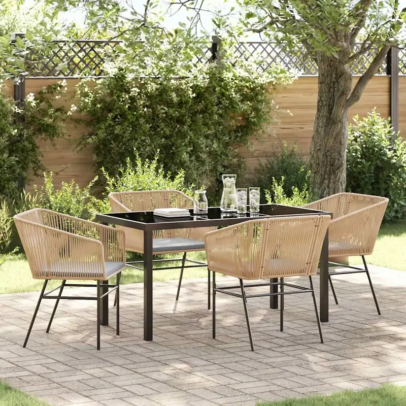 Set da Pranzo per Giardino 5 pz Marrone 3380927