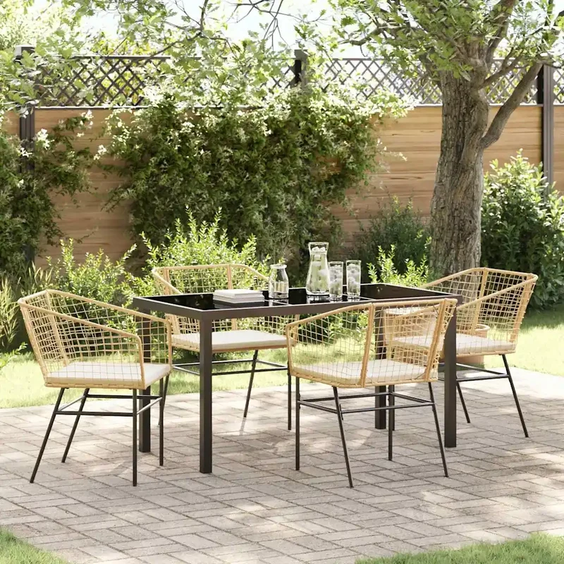 Set da Pranzo per Giardino 5 pz Marrone polyrattan 3380913