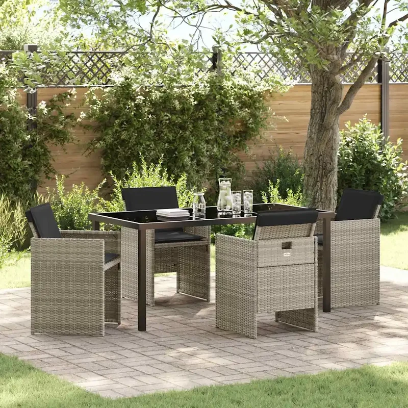 Set da Pranzo per Giardino 5 pz Grigio chiaro polyrattan 3379961