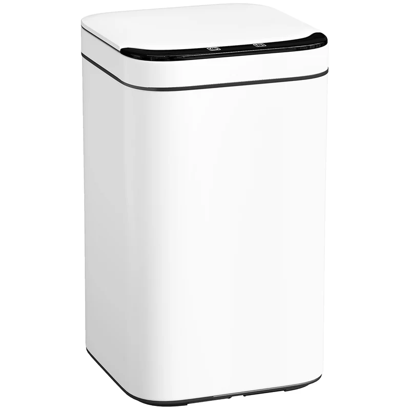 Pattumiera da 13L con Sensore e Spazio per Deodoranti 24x24x41 cm in Acciaio e PP Bianco e Nero