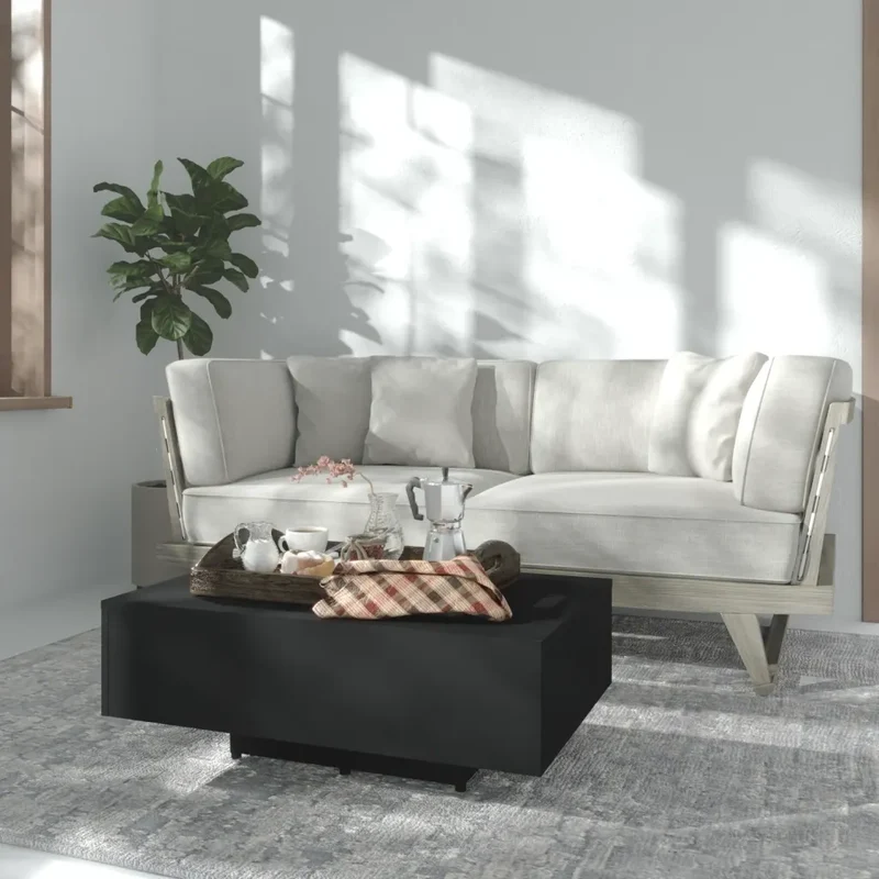 Tavolino da Salotto Nero 85x55x31 cm in Legno Multistrato 803381