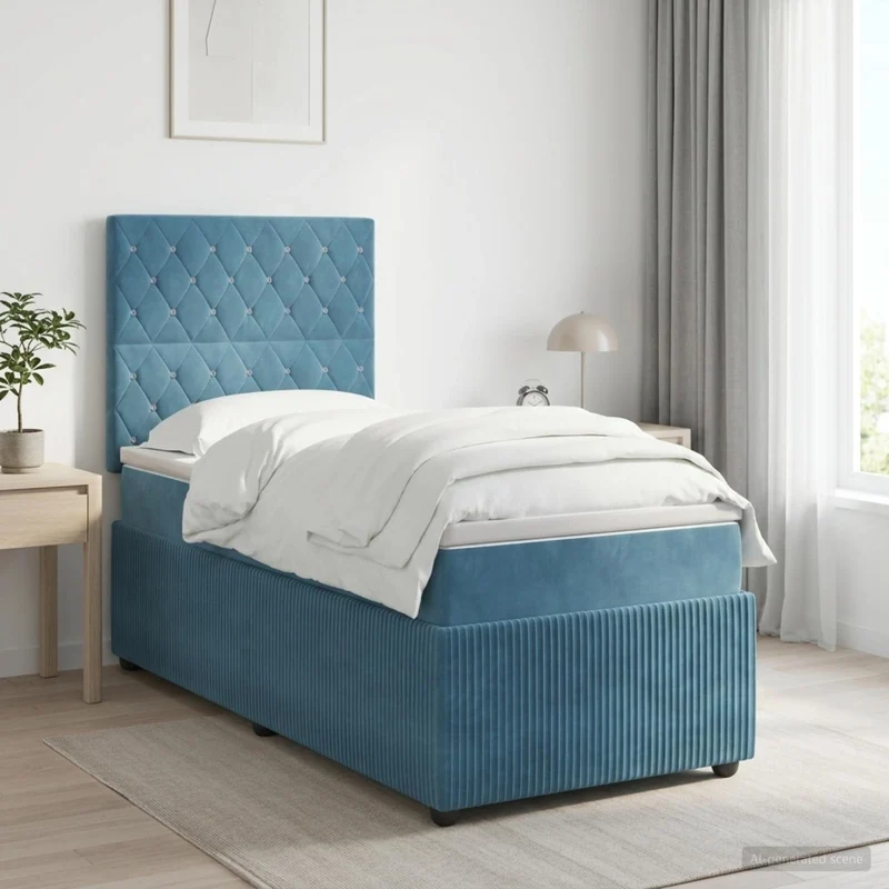Letto box spring con materasso Blu 80 x 200 cm Velluto 3454491