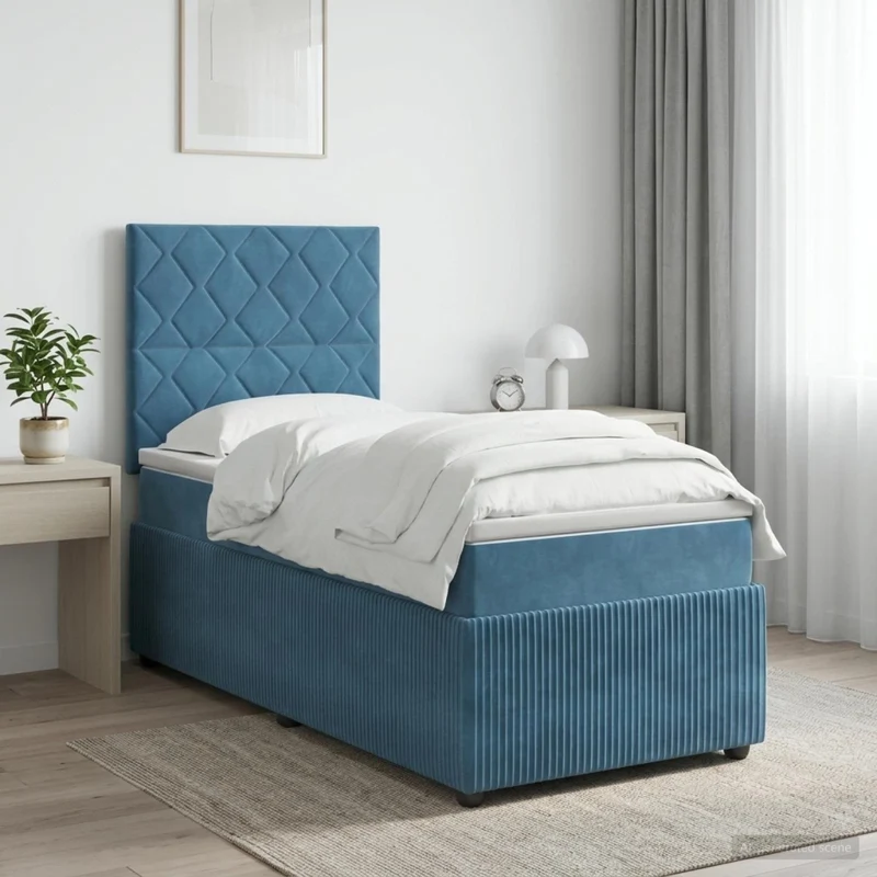 Letto box spring con materasso Blu 80 x 200 cm Velluto 3454503