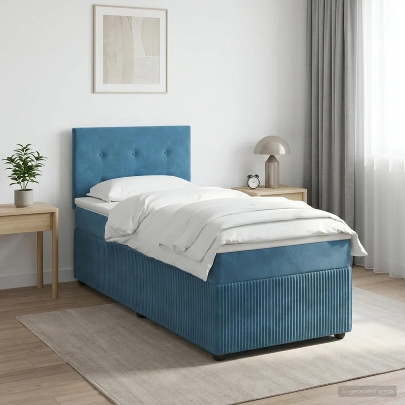 Letto box spring con materasso Blu Scuro 80 x 200 cm Velluto 3451569