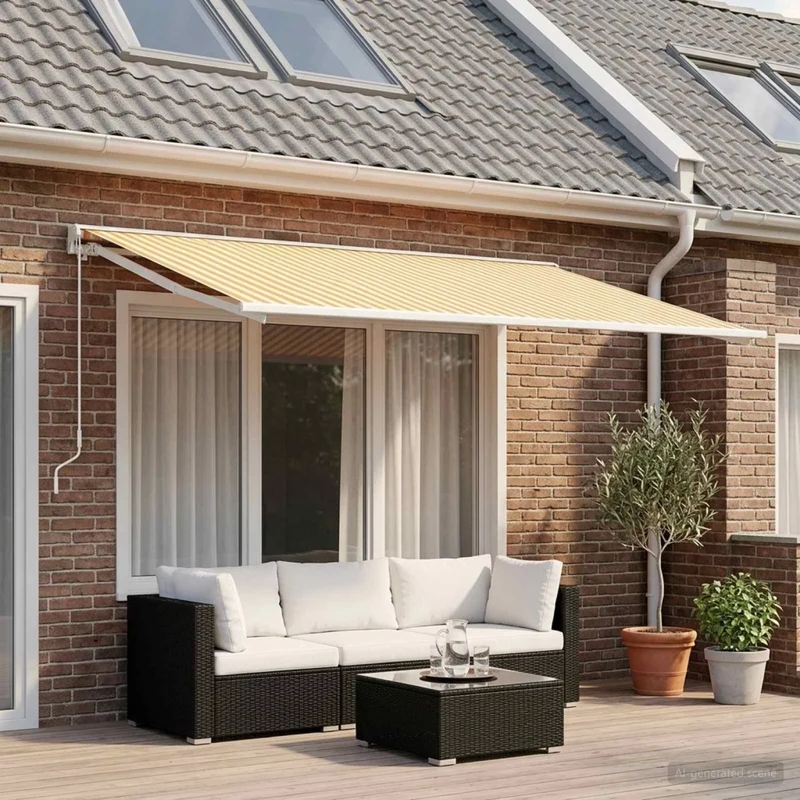 Telo di ricambio per tenda da sole Giallo e Bianco 300 x 200 cm 3444206