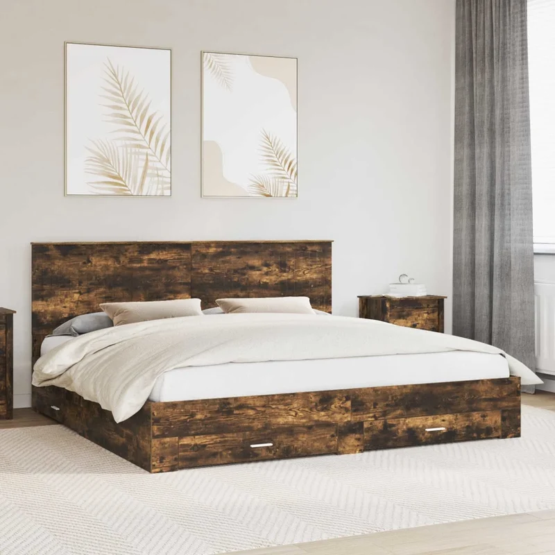 Struttura del letto Rovere Fumo 200 x 200 cm 3411268