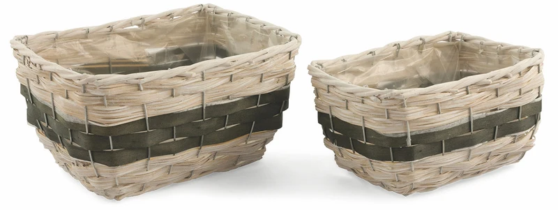 Set 2 Portavasi Rettangolari in Legno Soriani Bianco