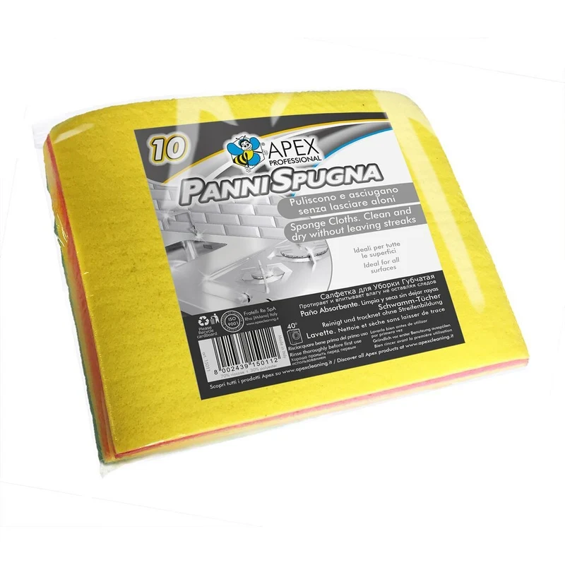10 Panni Spugna professionali in cellulosa per tutte le superfici Apex