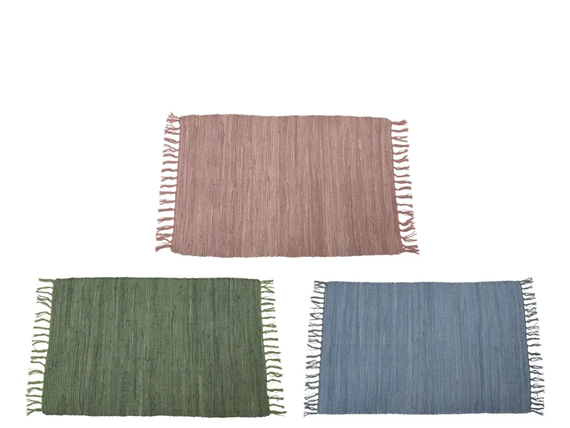 Tappeto per interno contemporaneo in cotone e altre fibre - fatto a mano, con materiali riciclati - diponibile in 3 colori assortiti - 60x90xh.0,5cm - Kaemingk
