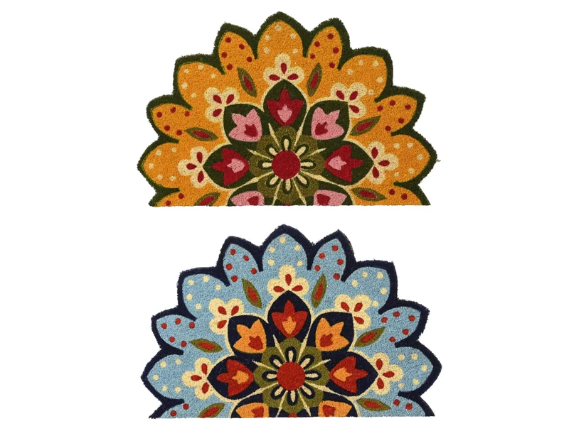 Zerbino in fibra di cocco a forma di fiore per interno ed esterno misura 45x70xh.1,5cm