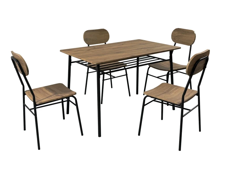 Tavolo e 4 Sedie Metal Quercia Industrial