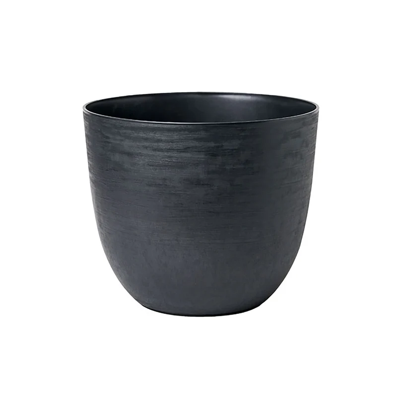 Vaso Rotondo Indoor e Outdoor Tera con Riserva D'acqua Over Black Ø28 cm in Plastica Nero