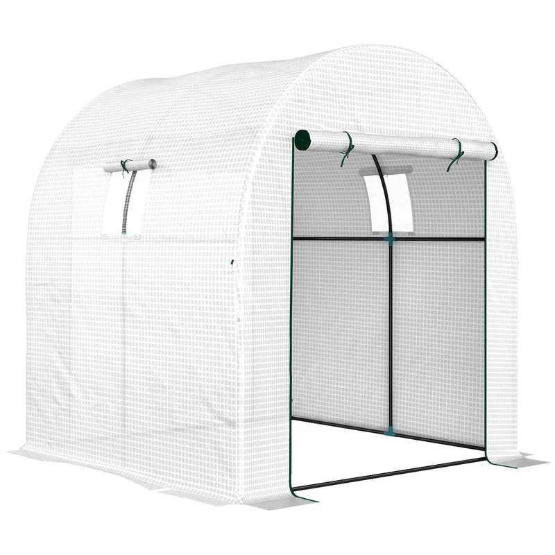 Serra a Tunnel per Orto 1,8x1,8x2 m con Porte Avvolgibili e Finestre in Acciaio e PE Anti UV Bianca