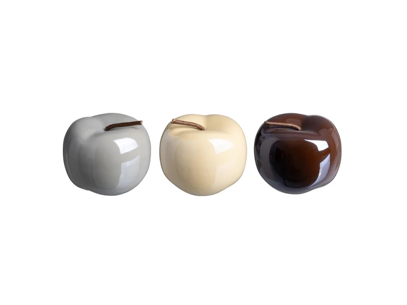 Statua mela decorativa ceramica laccata lucida in 3 colori 9,5x9,5x9,5 cm - Casaseleccion