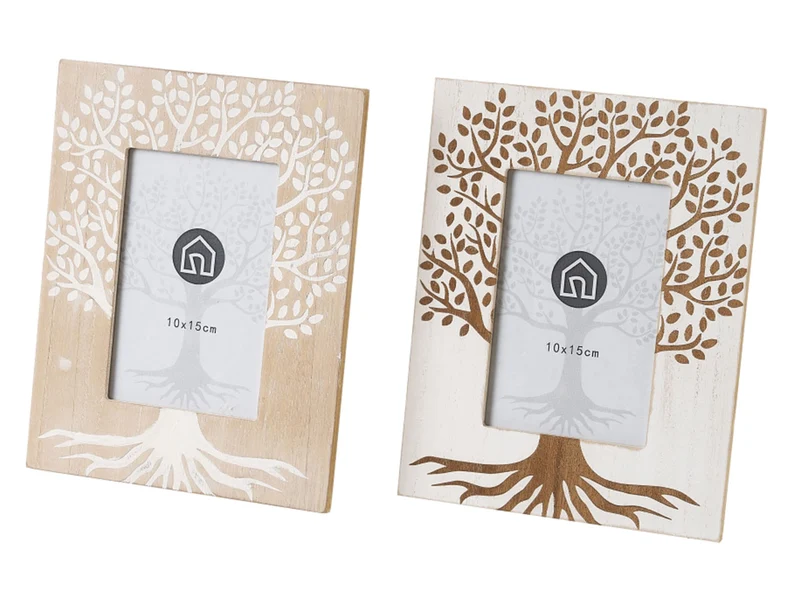 Cornice in legno bianco e naturale, 2 assortimenti stile Boho con albero della vita finestra foto 10x15 cm - Casaseleccion