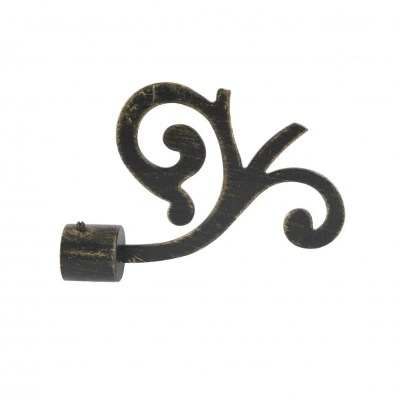 Finale bastone tende Fiore nero-oro 22mm