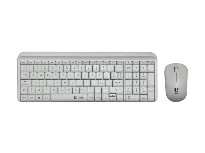 Set tastiera e mouse wireless 2,4g 100tasti, Colore: bianco | Digital
