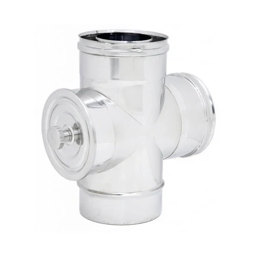 Raccordo a t 90 con ispezione doppia parete inox diam. 80x130