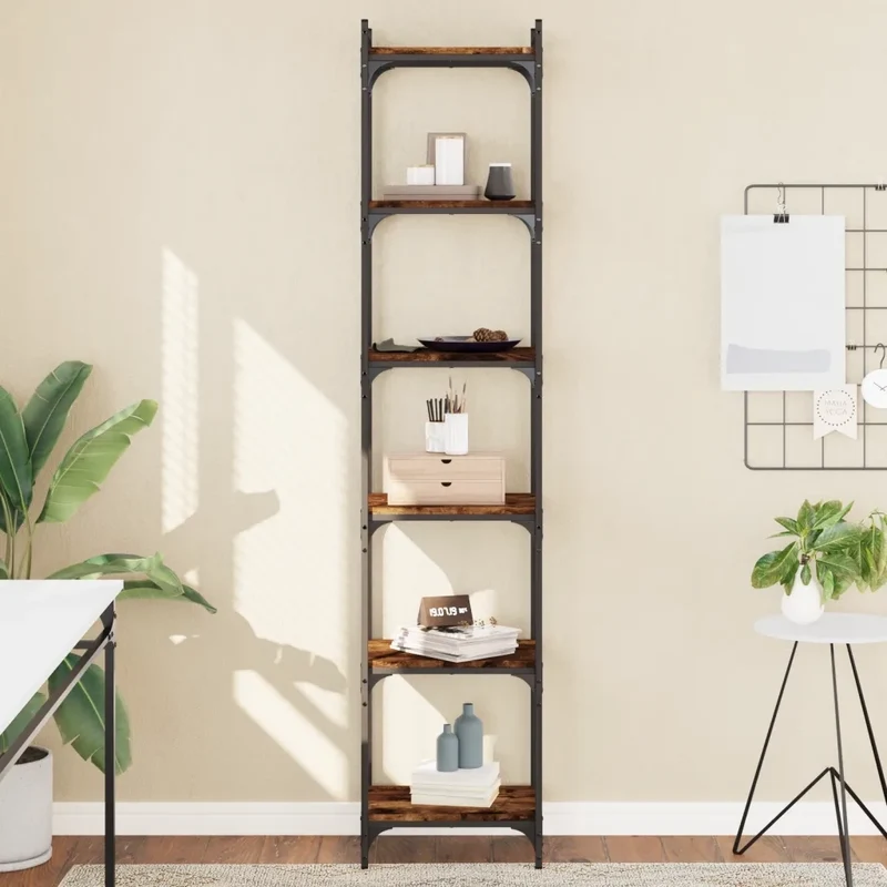 Libreria a 6 Ripiani Rovere Fumo 40x30x188 cm Legno Multistrato 837644