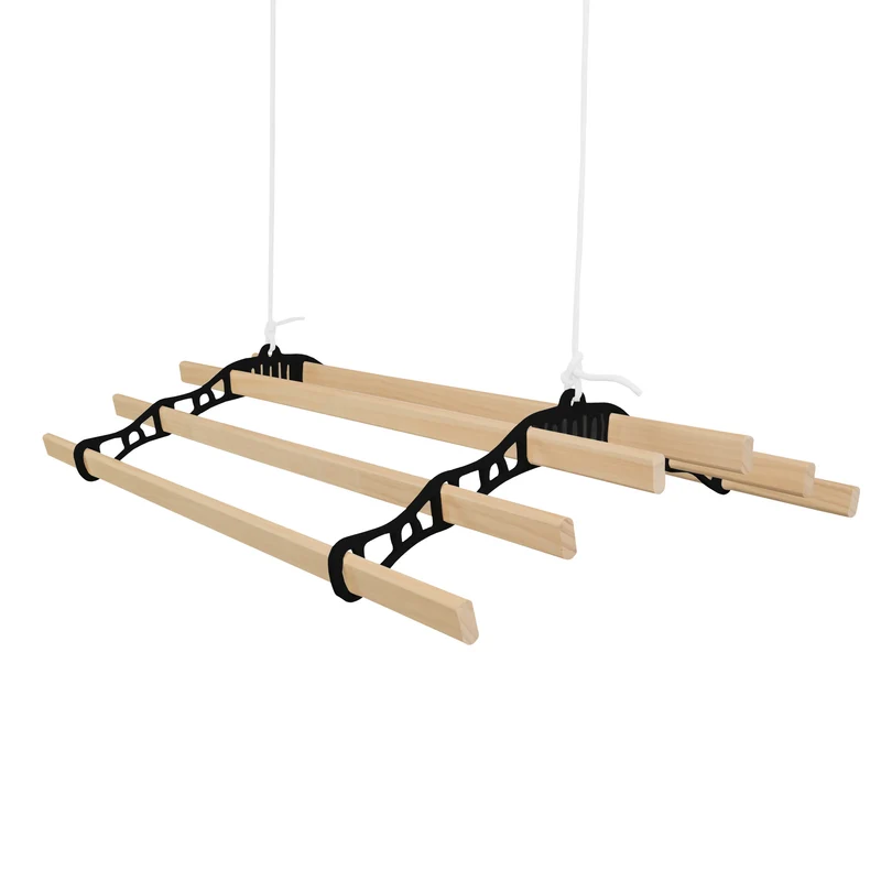 Stendibiancheria a Soffitto con Puleggia 6 Listelli 0,9m Nero
