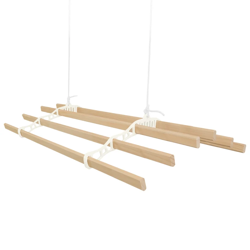 Stendibiancheria a Soffitto con Puleggia 6 Listelli 2,4m Avorio