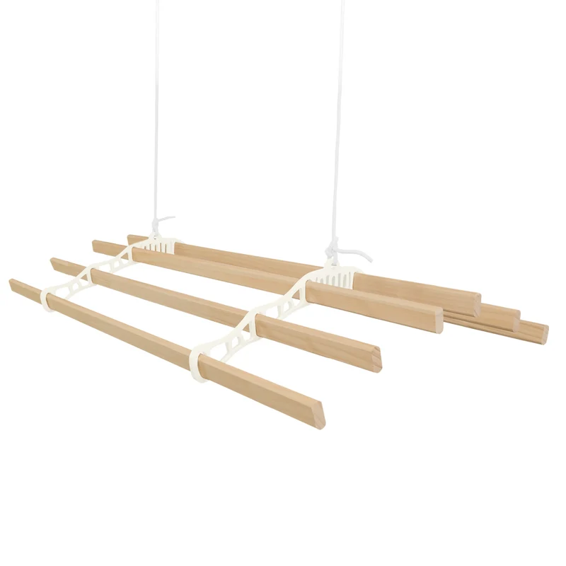 Stendibiancheria a Soffitto con Puleggia 6 Listelli 2m Avorio