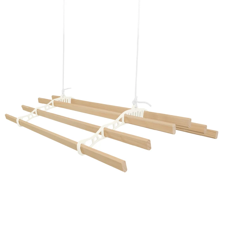 Stendibiancheria a Soffitto con Puleggia 6 Listelli 1.8m Avorio