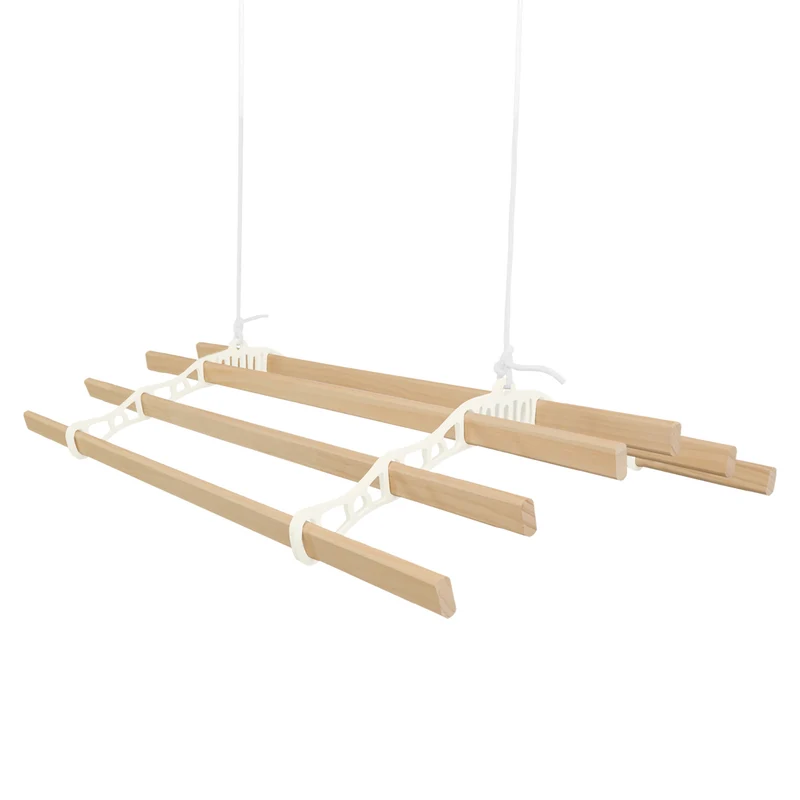 Stendibiancheria a Soffitto con Puleggia 6 Listelli 1,5m Avorio