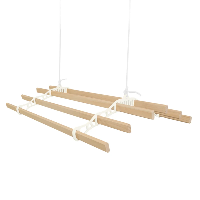 Stendibiancheria a Soffitto con Puleggia 6 Listelli 1,4m Avorio