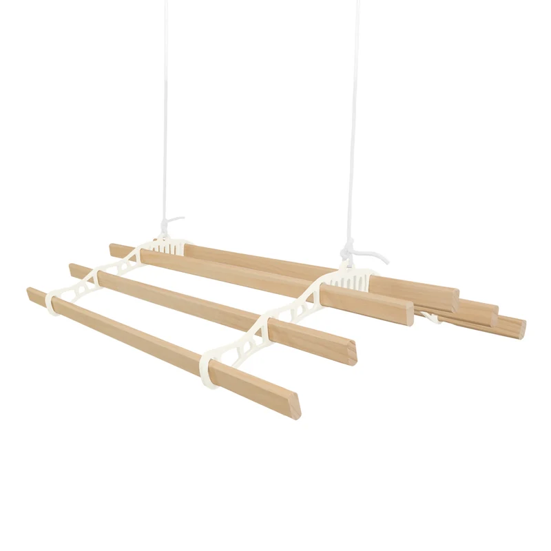 Stendibiancheria a Soffitto con Puleggia 6 Listelli 1,2m Avorio