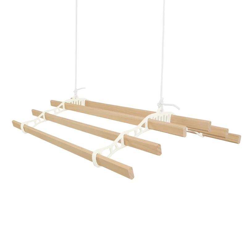 Stendibiancheria a Soffitto con Puleggia 6 Listelli 0,9m Avorio