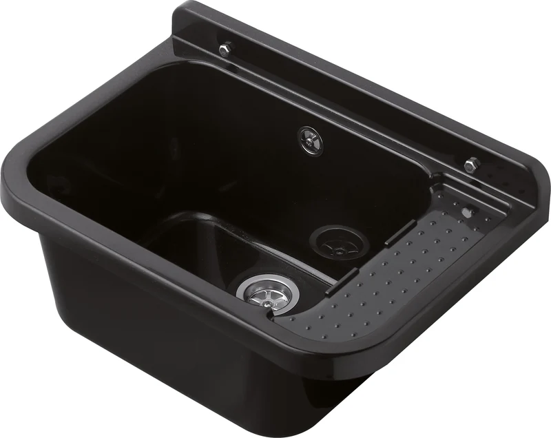 Pilozzo Lavapanni da Muro Negrari 50x34x21 cm - Vasca in PP Nero Glitterato