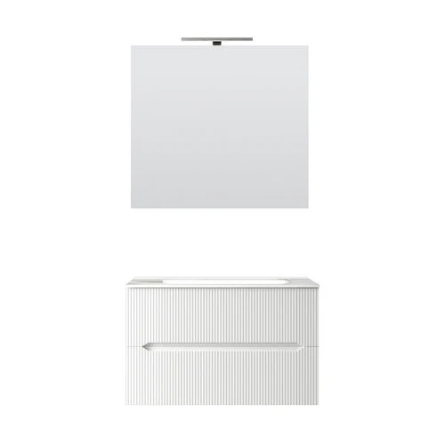 Mobile bagno sospeso linea stick cannettato da 70 cm bianco opaco