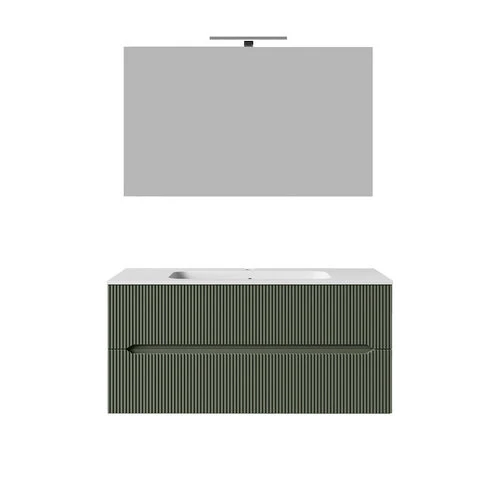 Mobile bagno sospeso linea stick cannettato da 120 cm verde bosco