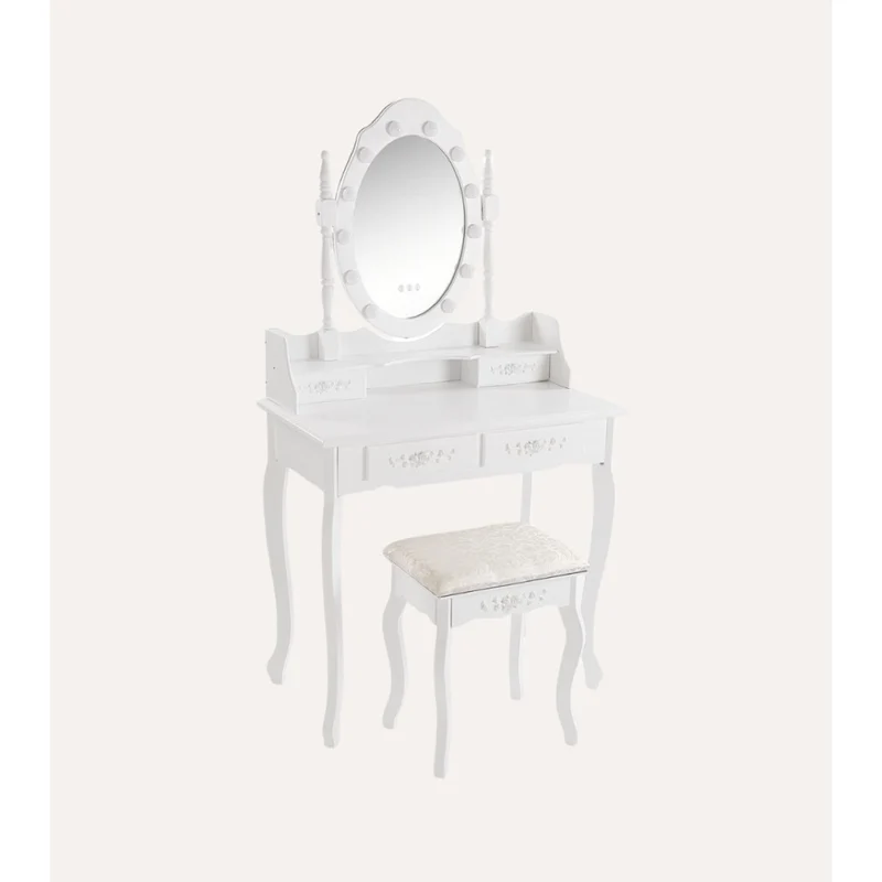 Toeletta Beauty con sgabello e luci LED