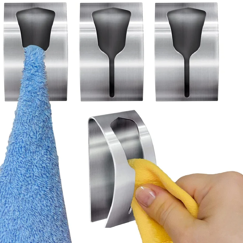 Tatkraft - Ida Porta Asciugamani Autoadesivo in Acciaio Inox (4 pezzi) Portata Fino a 5 kg