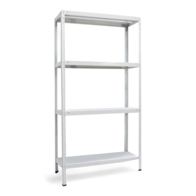 Scaffale a 4 ripiani in acciaio verniciato bianco 80x30x151 cm sistema modulare di montaggio resistente e sicuro