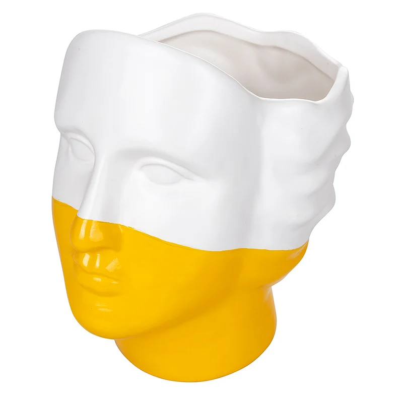 Vaso a Forma di Viso 17,5x14,5x19 cm in Dolomite VdE Tivoli 1996 Vis a Vis